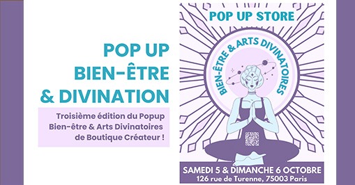 Bannière événement 2024 du Pop-up bien-être et divination sur Paris.