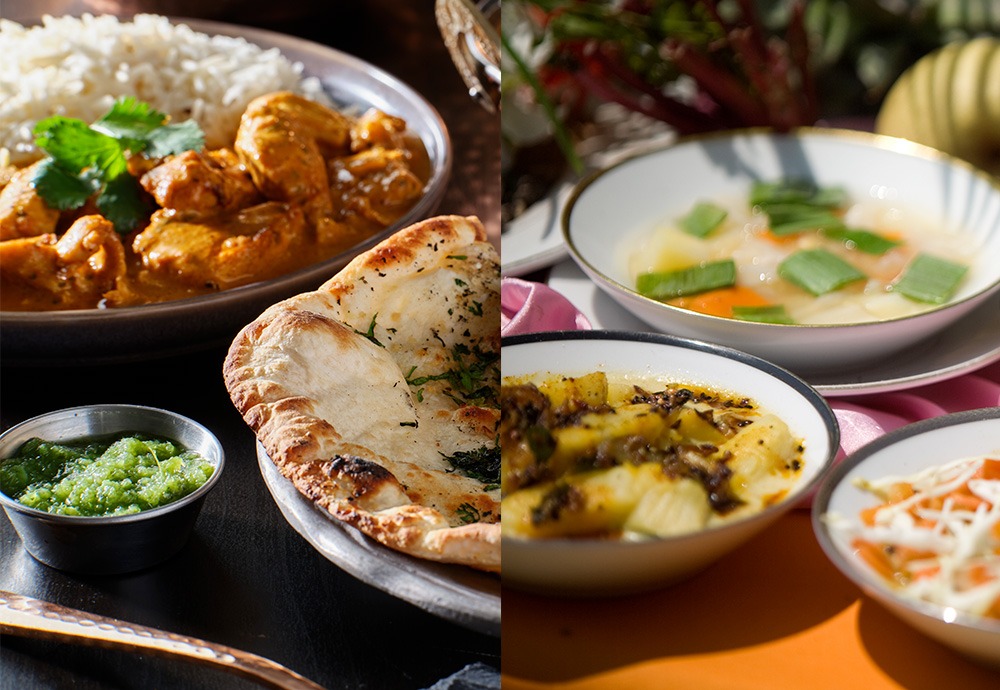 Photo montage de deux nourritures différentes.