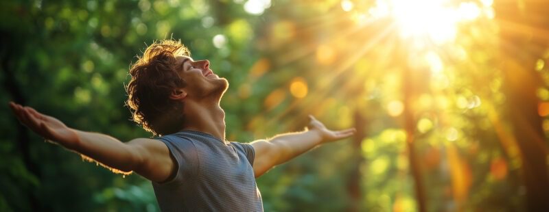 AdobeStock_1031448823 Photo d'un homme les bras ouverts en pleine nature